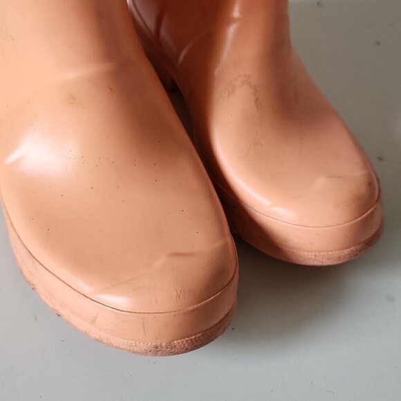 HUNTER | Tall Rain Boots Salmon Pink Orange Girls Sz 4 - Picture 4 of 6